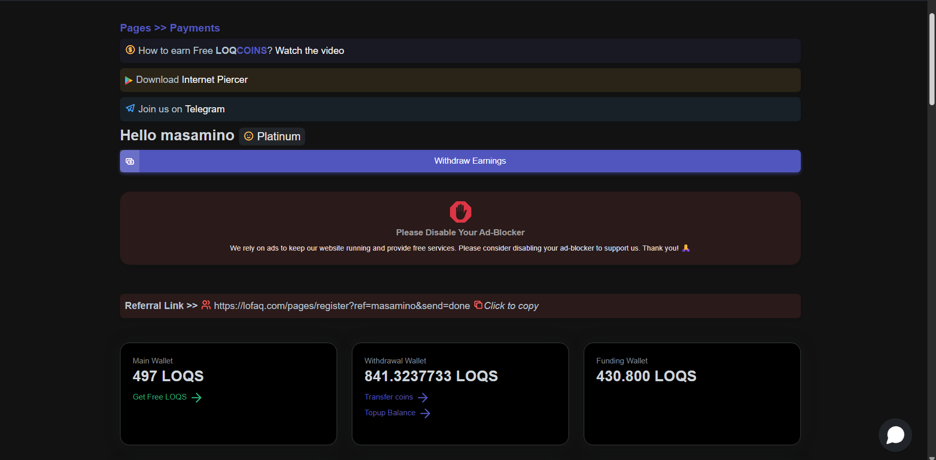 LOFAQ dashboard overview